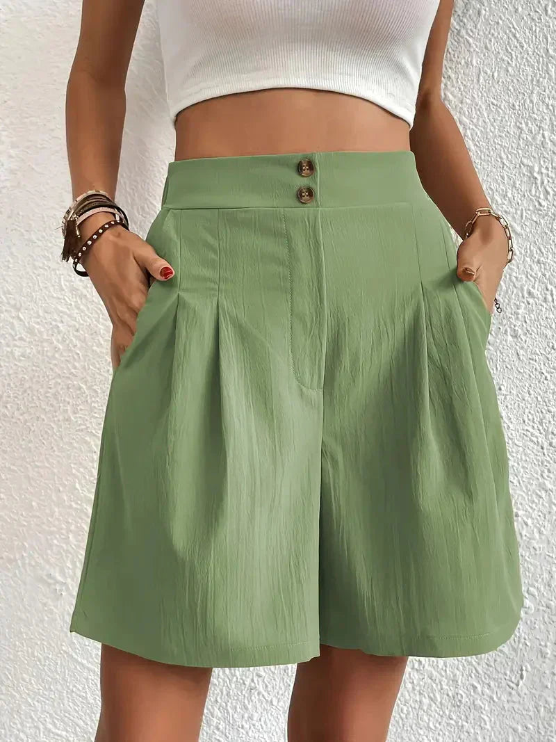 Nanna - Shorts i hør med høj talje