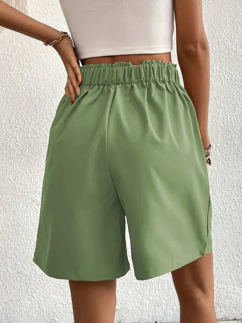 Nanna - Shorts i hør med høj talje