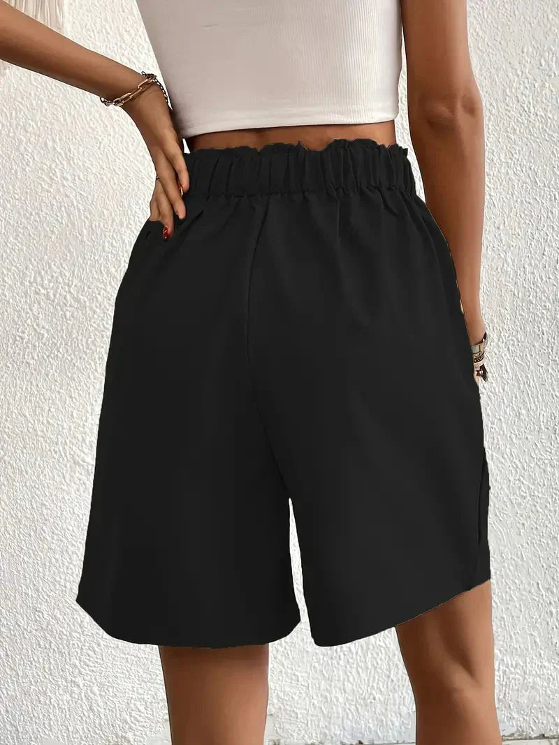 Nanna - Shorts i hør med høj talje