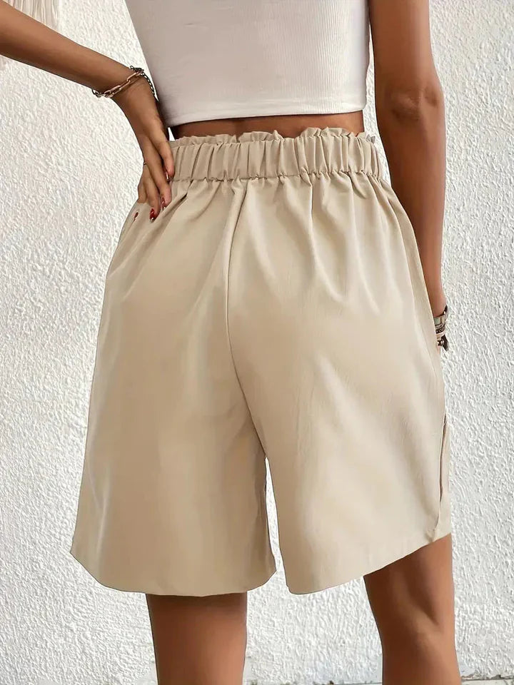 Nanna - Shorts i hør med høj talje