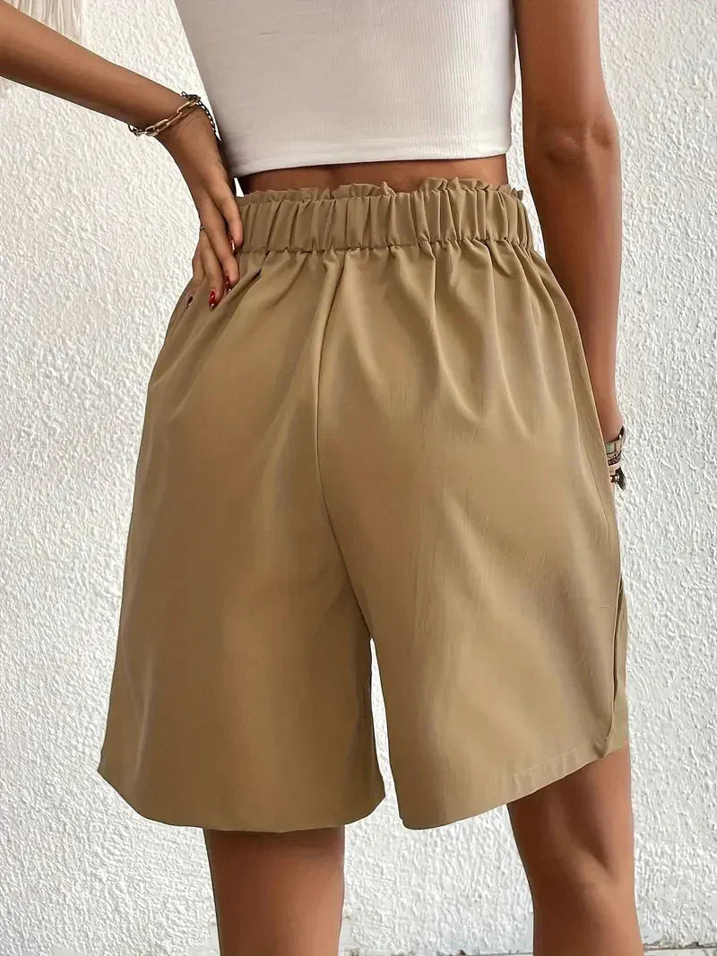 Nanna - Shorts i hør med høj talje
