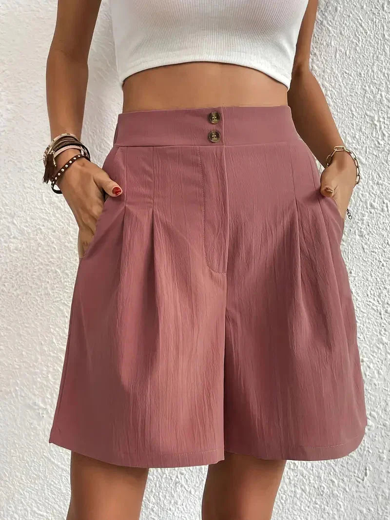 Nanna - Shorts i hør med høj talje