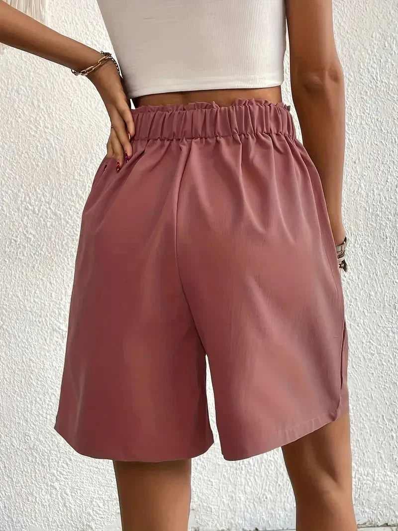 Nanna - Shorts i hør med høj talje