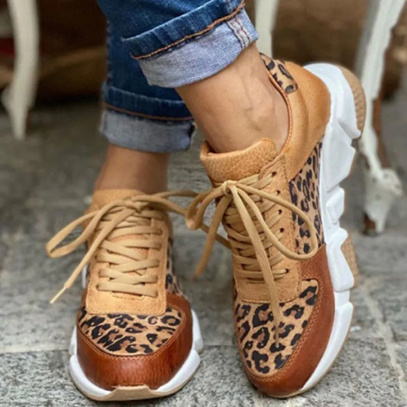 Mille - Casual leopard-sneakers med tykke såler
