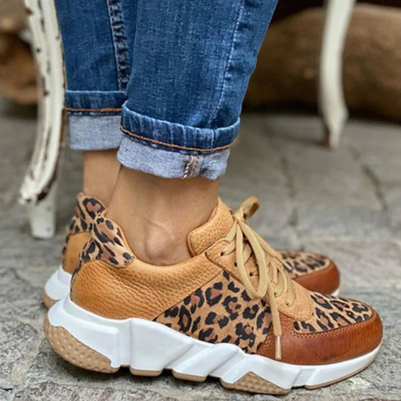 Mille - Casual leopard-sneakers med tykke såler
