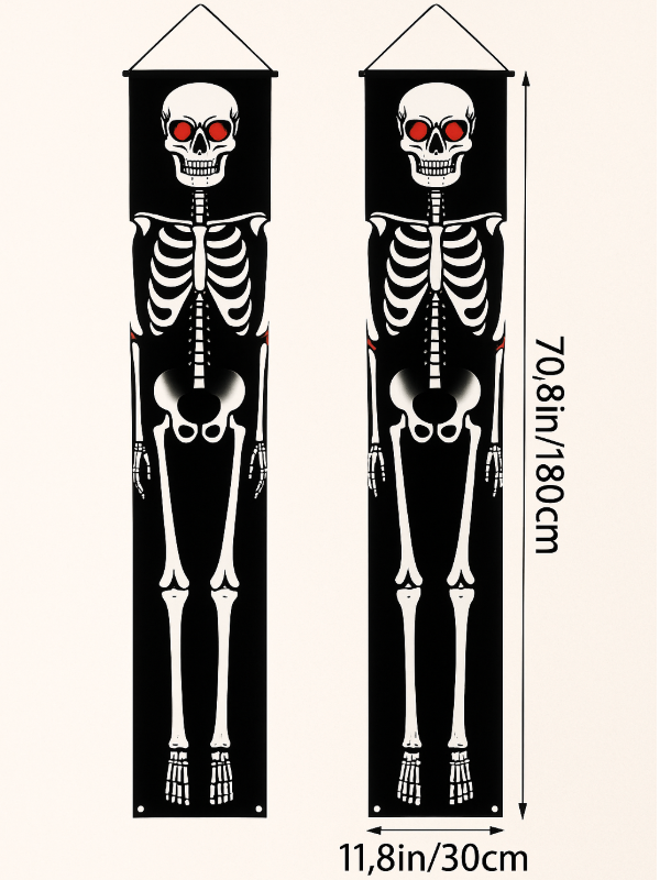 NightShade Halloween dørbanner – 2-delt dobbeltsidet polyester skeletsoldater