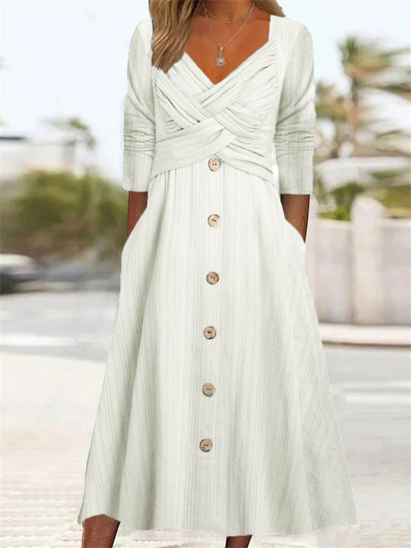 Eline – Button Detail Casual Maxikjole