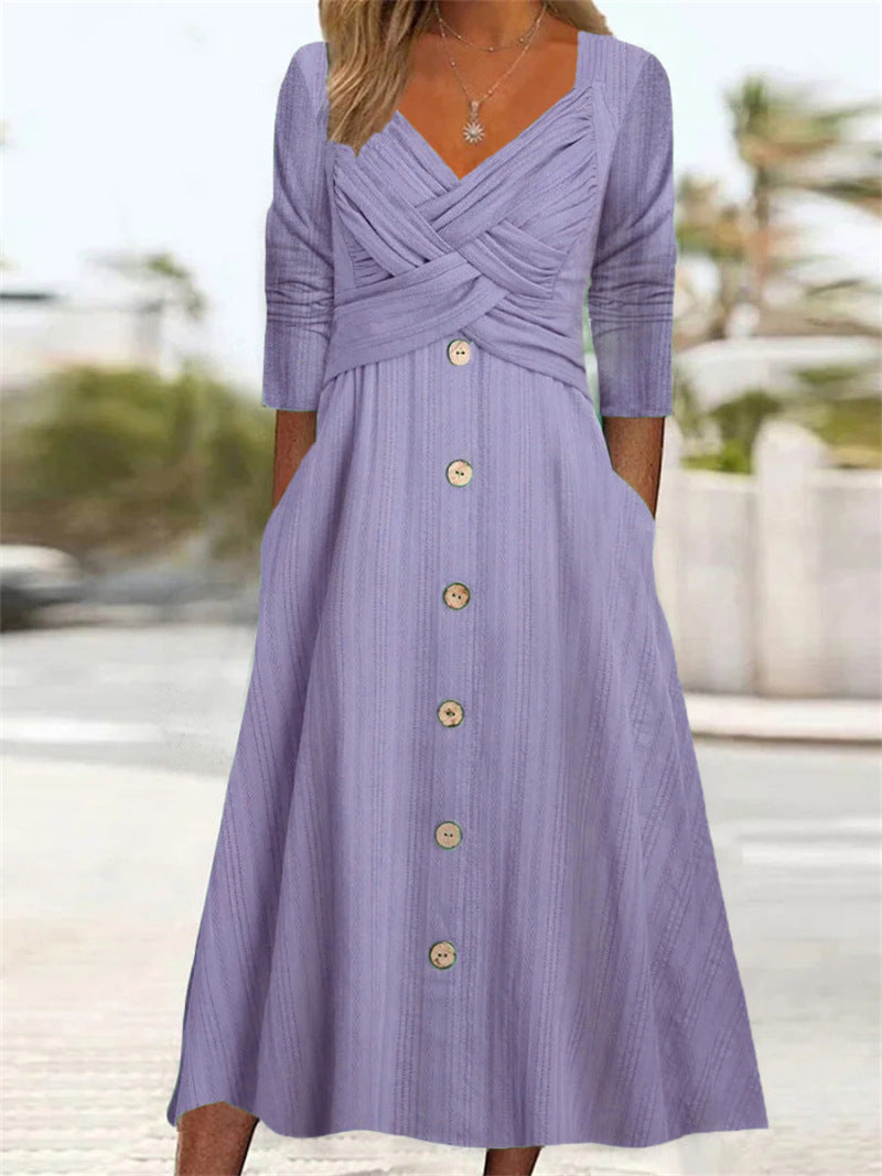 Eline – Button Detail Casual Maxikjole