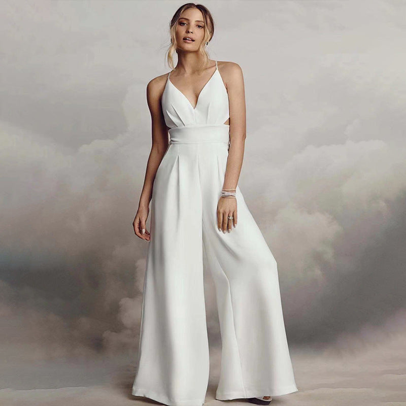Corine - Spaghetti Strap V-hals Bodycon Rygfri Jumpsuit