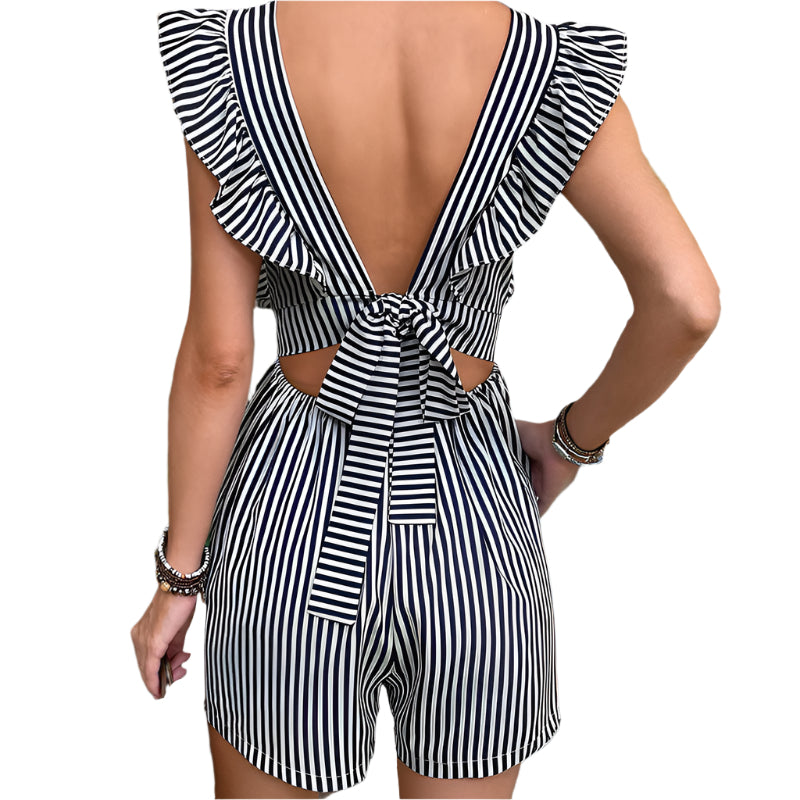 Kortney- Voluminøse cap-ærmer og elegant V-hals jumpsuit