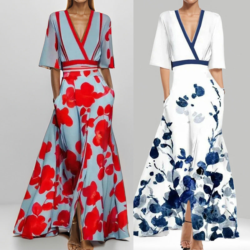 Veronica - Elegant peplum-kjole med V-udskæring i taljen