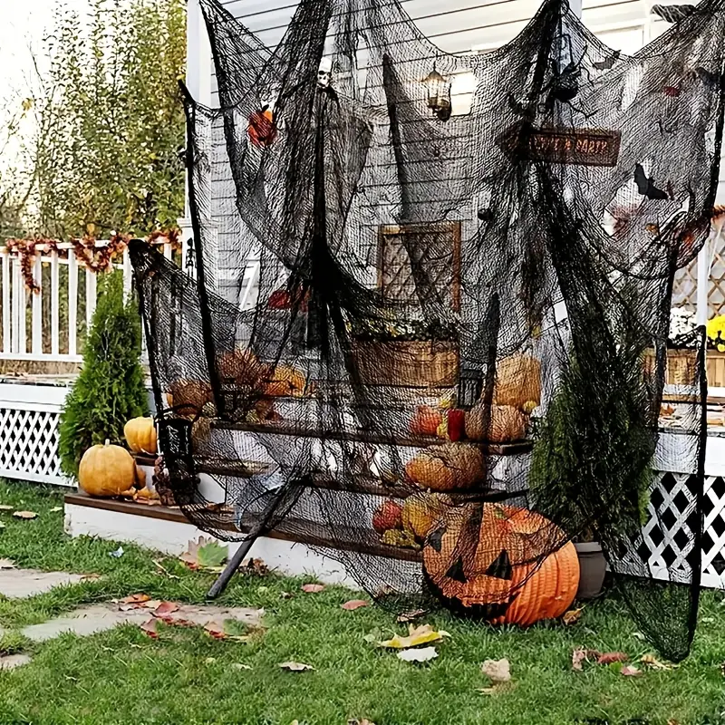 PhantomWeb Halloween Edderkoppespind – Sort Polyester til indendørs og udendørs brug