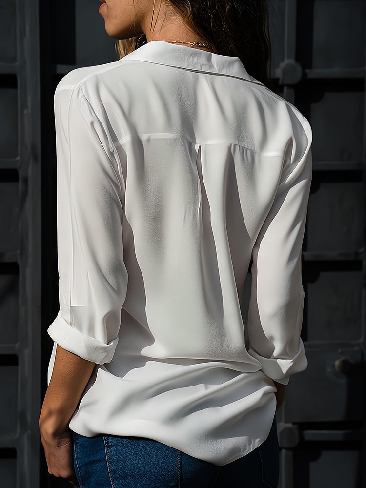 Lara - Elegant langærmet top med knapper