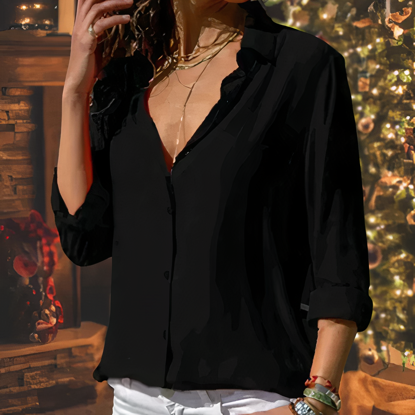 Victoria - Elegant chiffonbluse