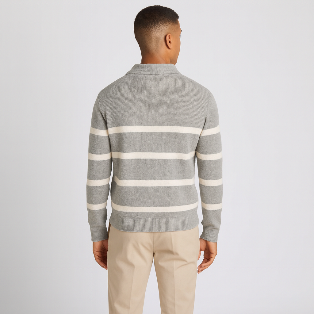 Rheon | Stribet sweater med lynlås