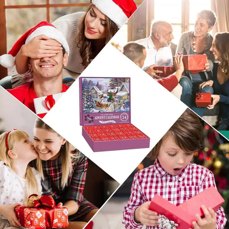 1008-brikkers julelandsby adventskalenderpuslespil