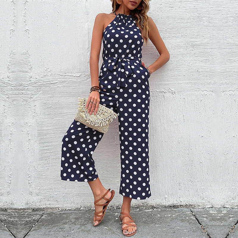 Dahlia - Alsidig jumpsuit med prikker med halter-neck