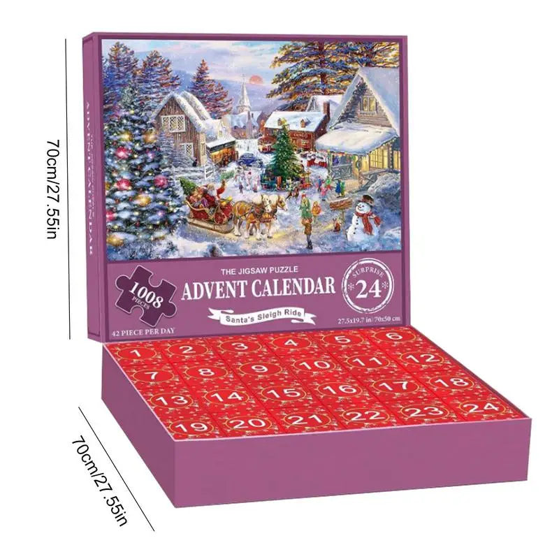 1008-brikkers julelandsby adventskalenderpuslespil