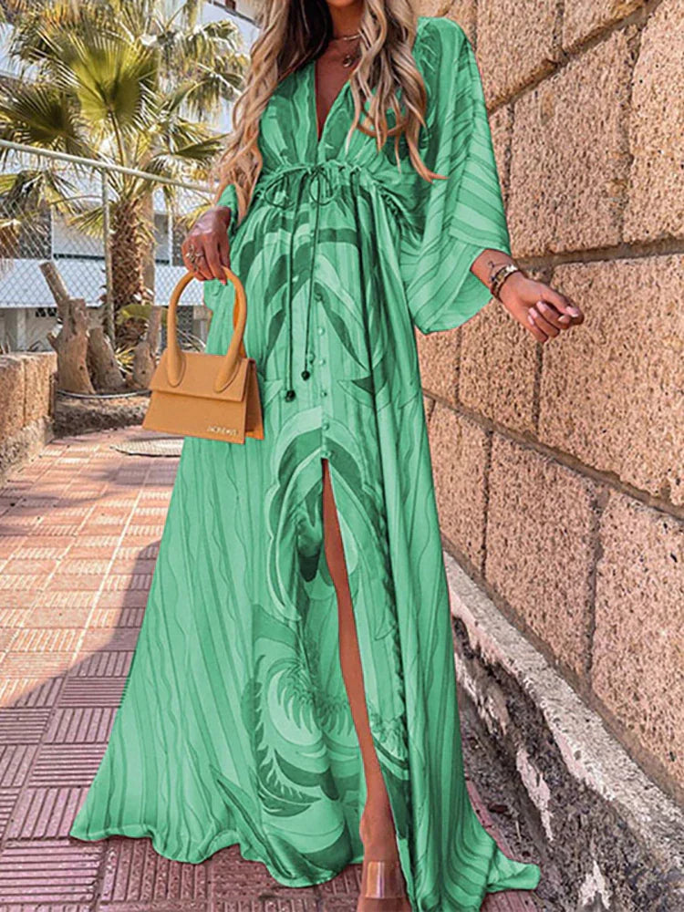 Selene - Elegant printet strandtildækningskjole
