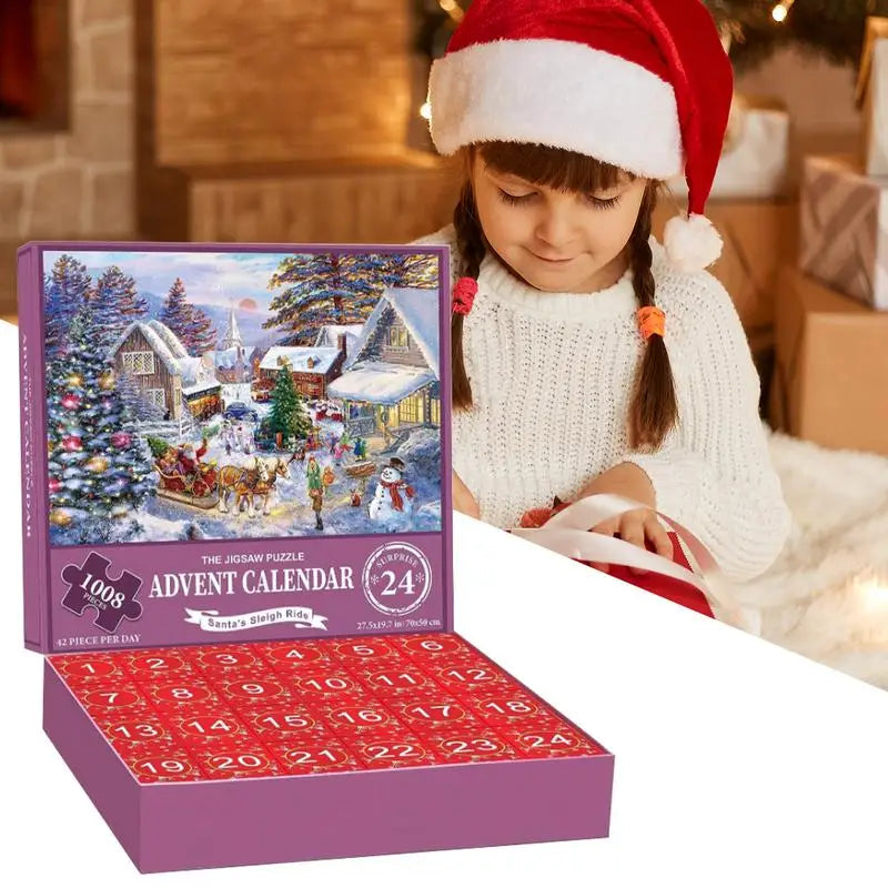 1008-brikkers julelandsby adventskalenderpuslespil