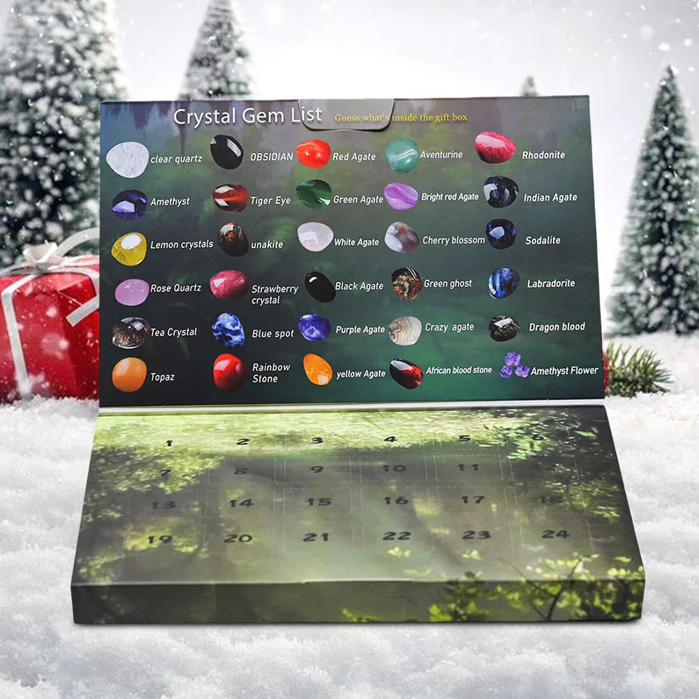 Adventskalender med 24 ædelsten og krystaller