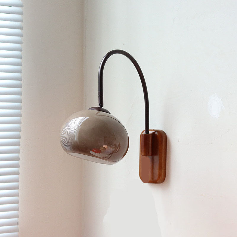 European Design Væglampe i glas og massivt træ