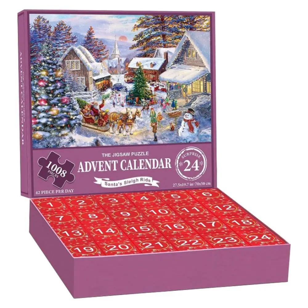 1008-brikkers julelandsby adventskalenderpuslespil