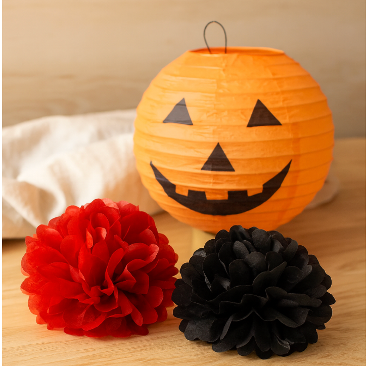 ShadowGlow Halloween Papirlanternesæt – 13 dele Græskar- og Blomsterkugledekoration
