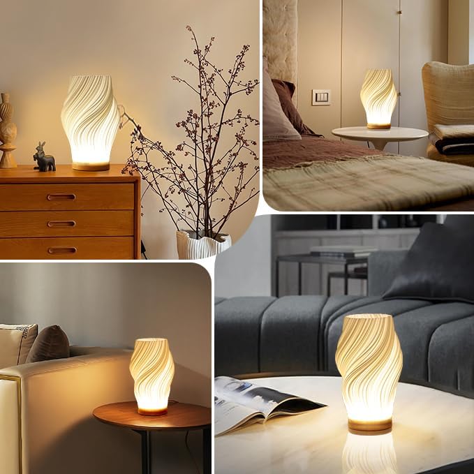 VelaLume - Pålidelig bordlampe med bølget skærmdesign