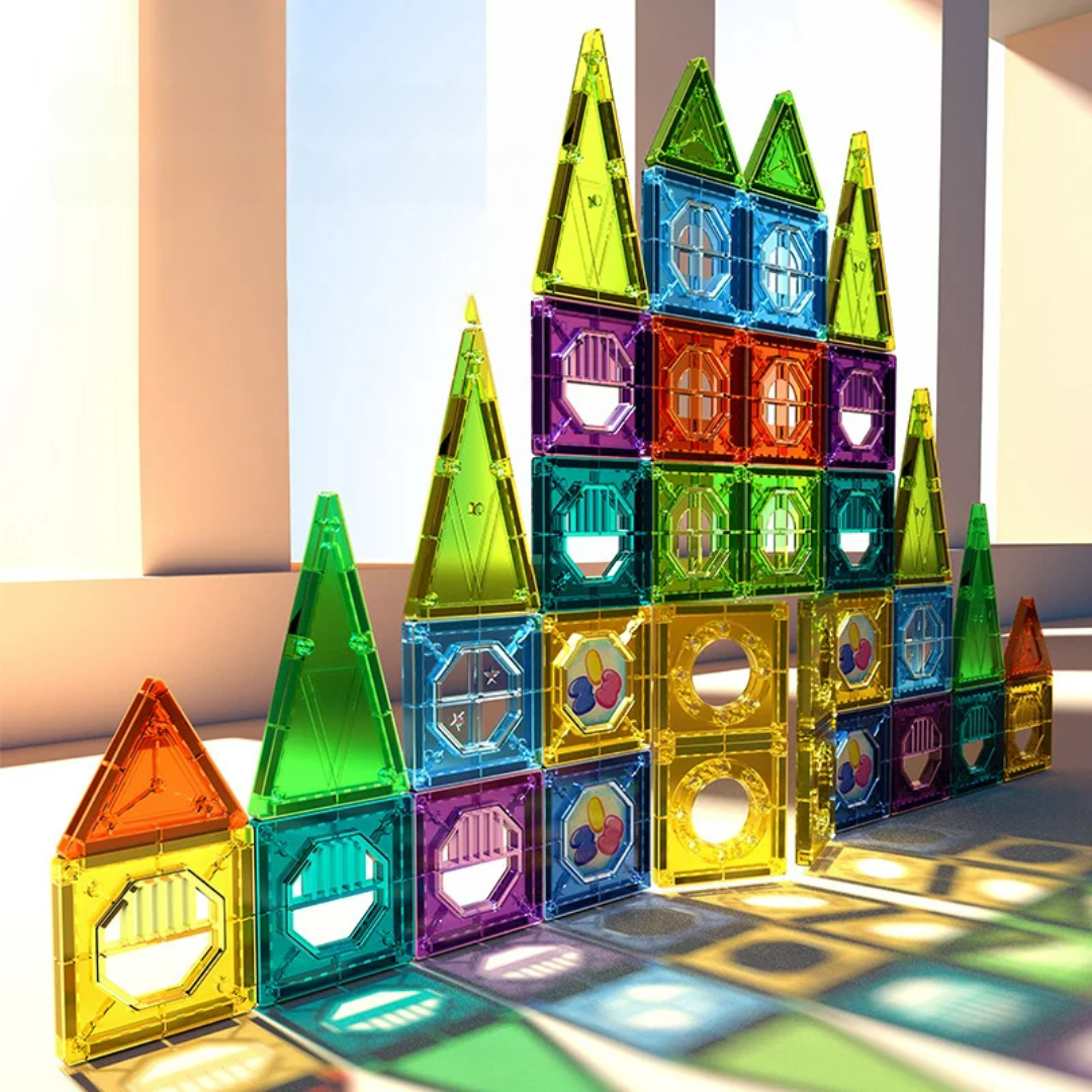GlowTiles - Magnetisk lysende byggesæt – 69-delt STEM kreativitetssæt til børn