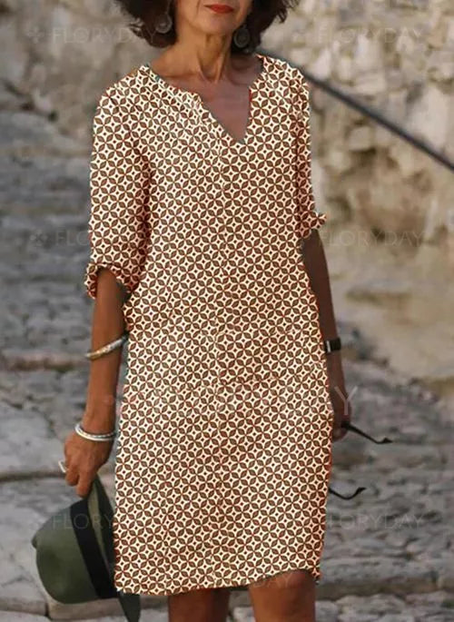 Dana - Relaxed Fit Halværmet Print Kjole