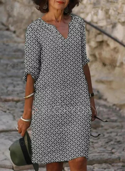 Dana - Relaxed Fit Halværmet Print Kjole