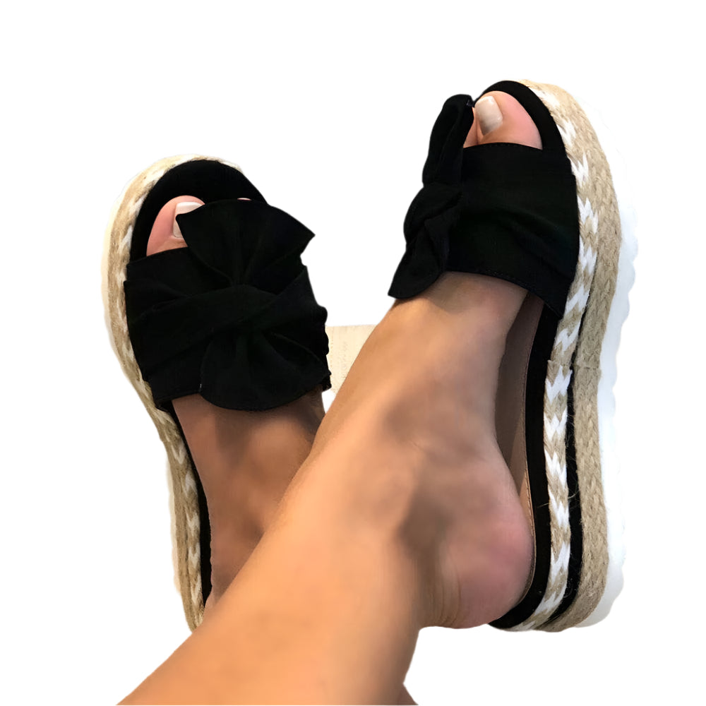 Samantha - Casual Sløjfesandaler med kile