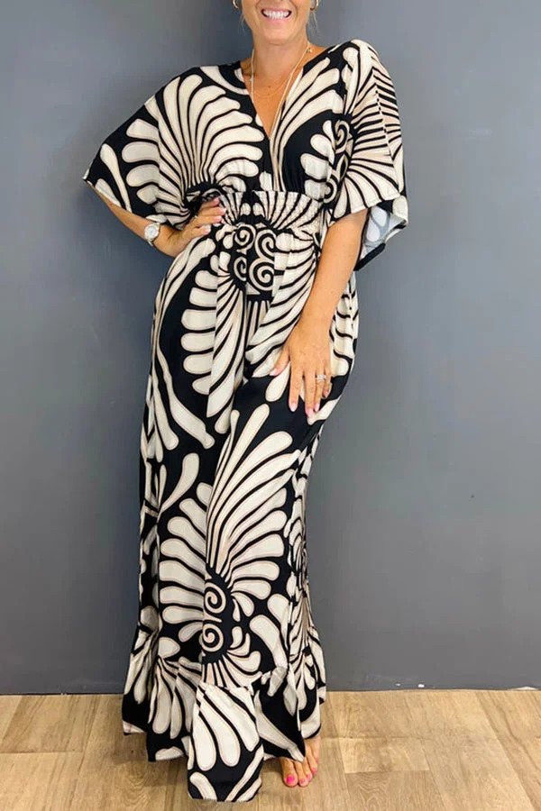 Janna - Flæsede ærmer Vintage-inspireret jumpsuit