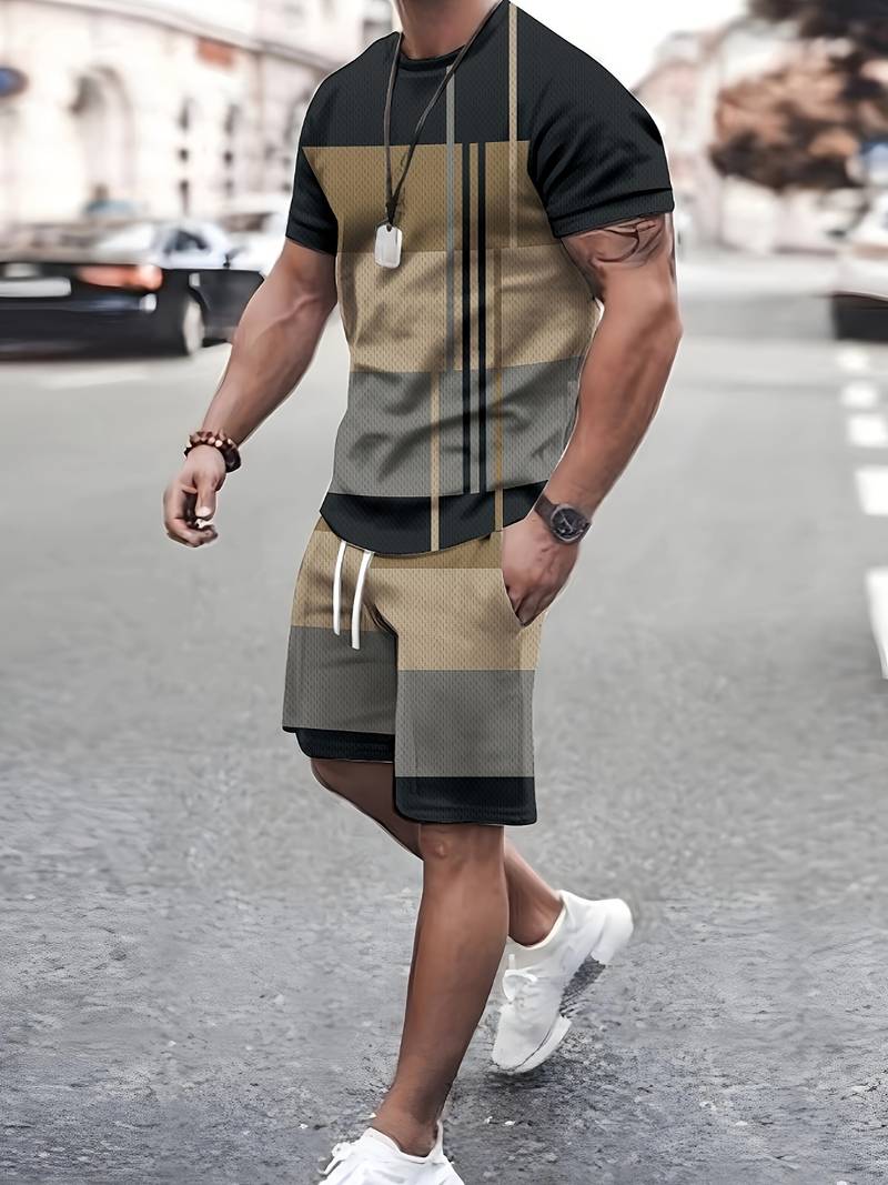 Sverre - Casual T-shirt og shortssæt med print