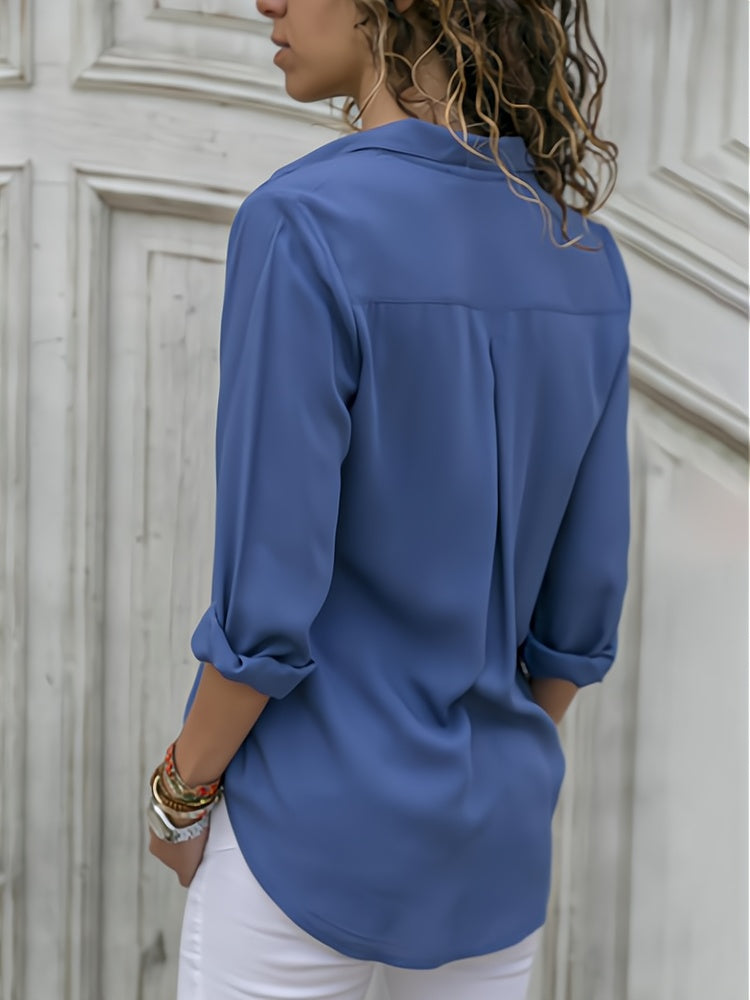 Lara - Elegant langærmet top med knapper
