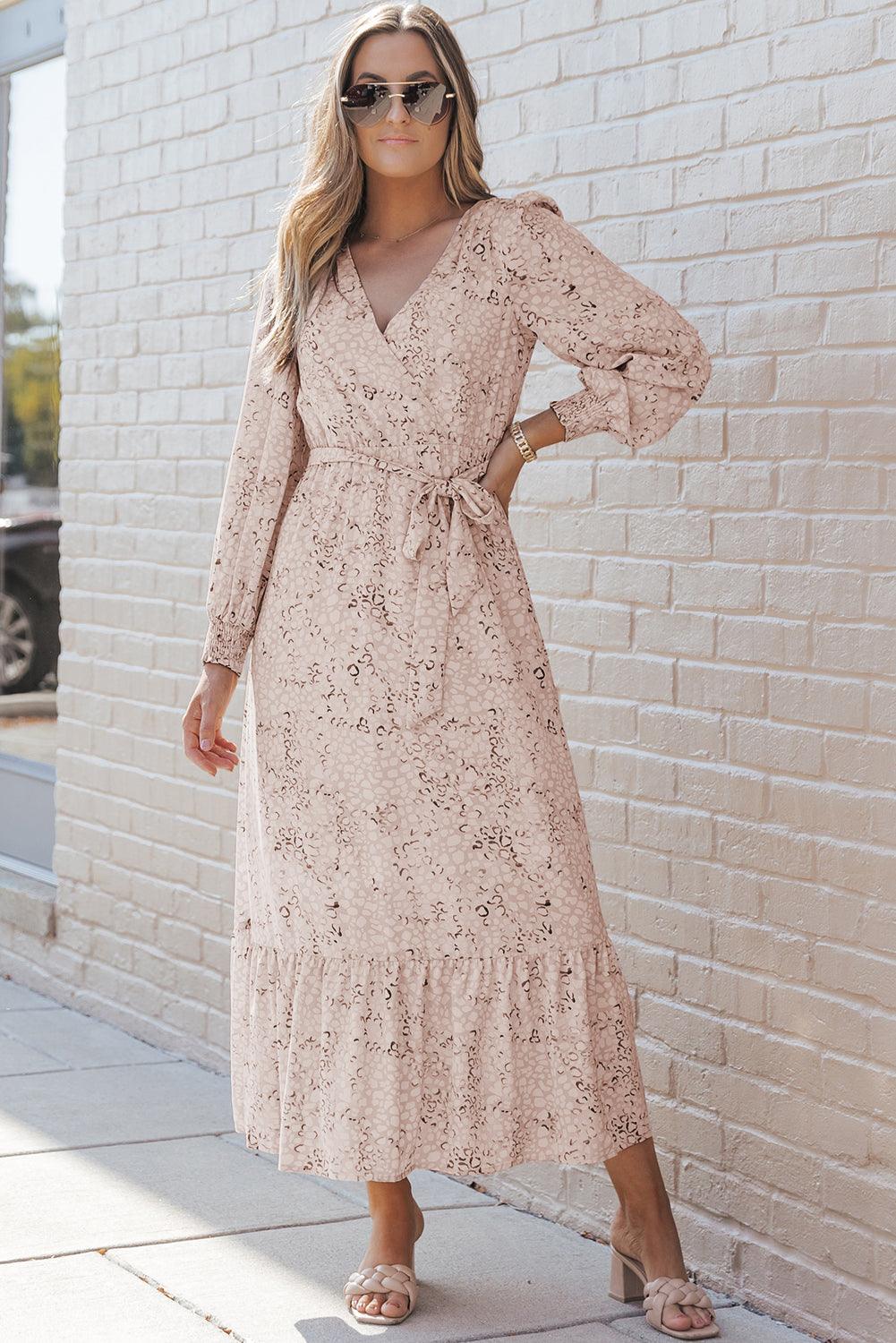Jasmin - Leopardprint Maxikjole med binde-talje