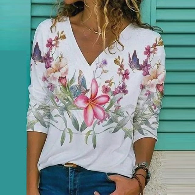 Anna -Løs bluse med V-hals Tops