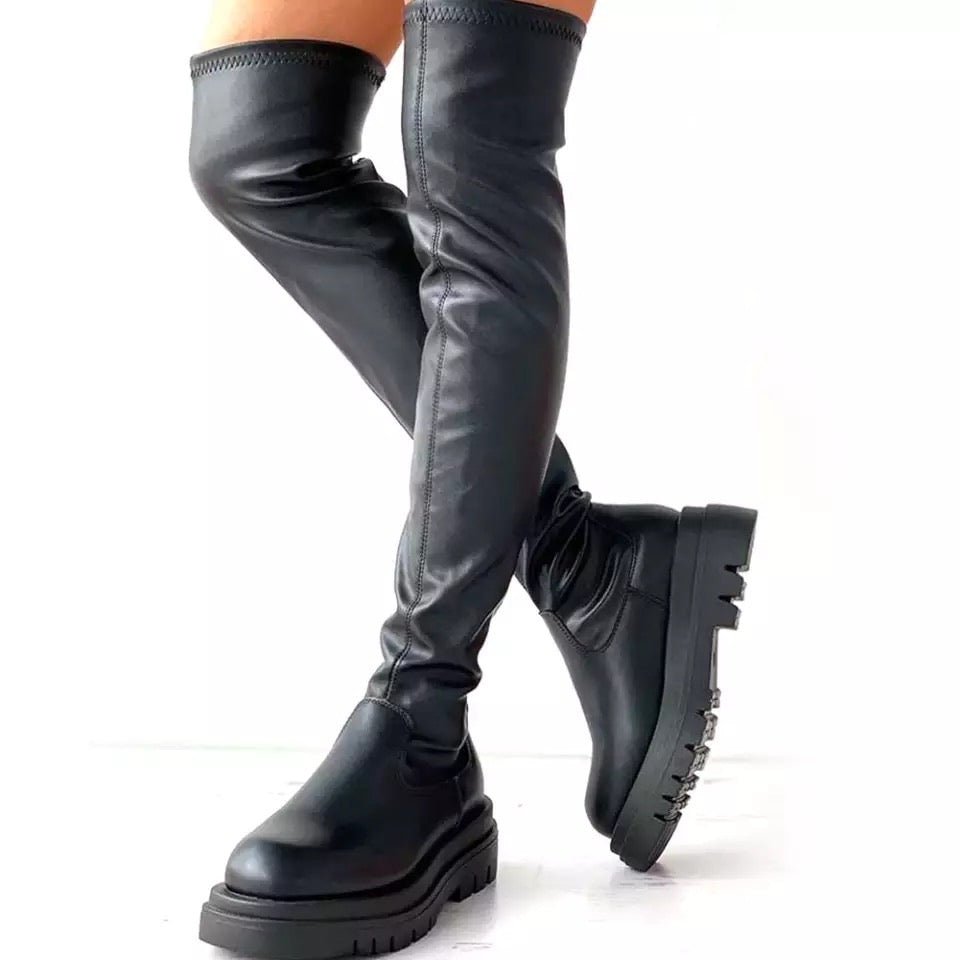 Liselotte - Overknee læderstøvler