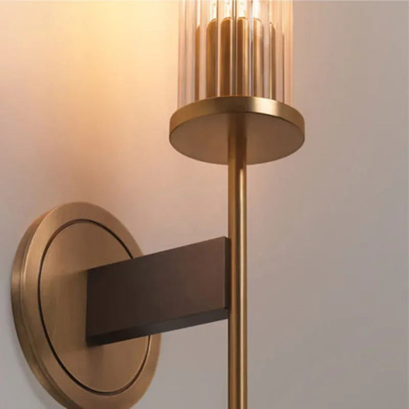 Bronzia – Ribbet glas og varm kobberfinish moderne væglampe