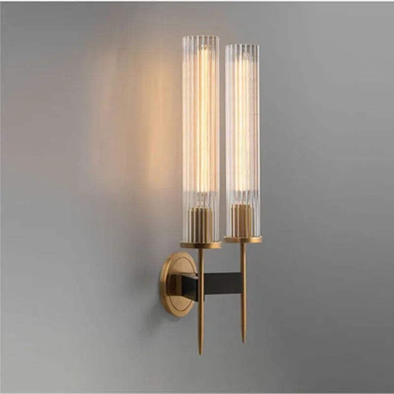 Bronzia – Ribbet glas og varm kobberfinish moderne væglampe