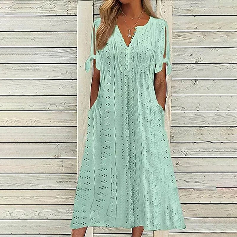 Amira - Elegant kortærmet blondekjole