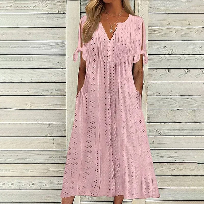 Amira - Elegant kortærmet blondekjole