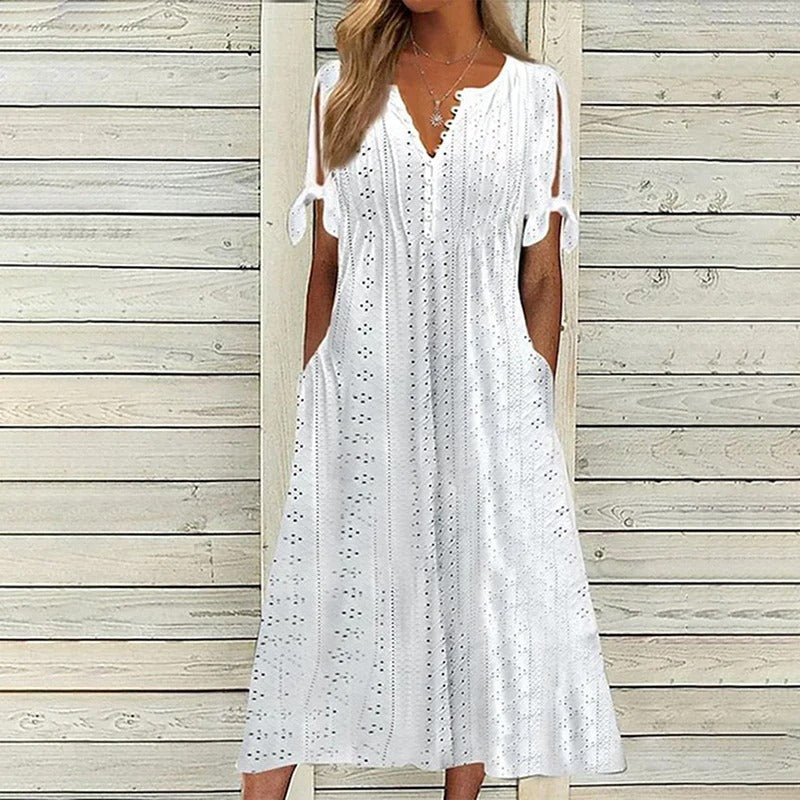 Amira - Elegant kortærmet blondekjole