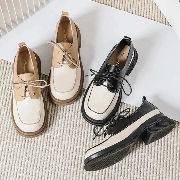Stella - Tofarvede loafers med snørebånd med rund tå